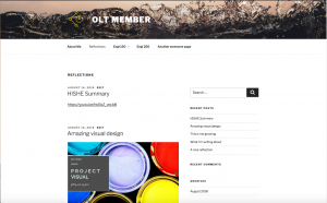 Screenshot of homepage for OLT Member sample ePortfolio